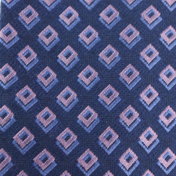 Michael Kors, Blue and Pink Squared Slim Men's Neck Tie - Picture 2 of 6